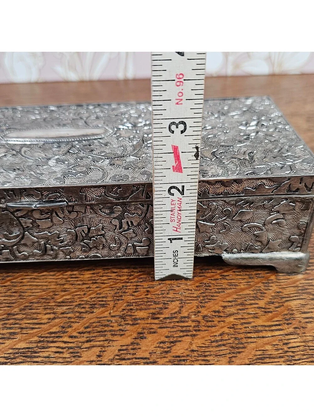 Vintage International Silver Co Silverplate Jewelry Box Mirror Velvet 9